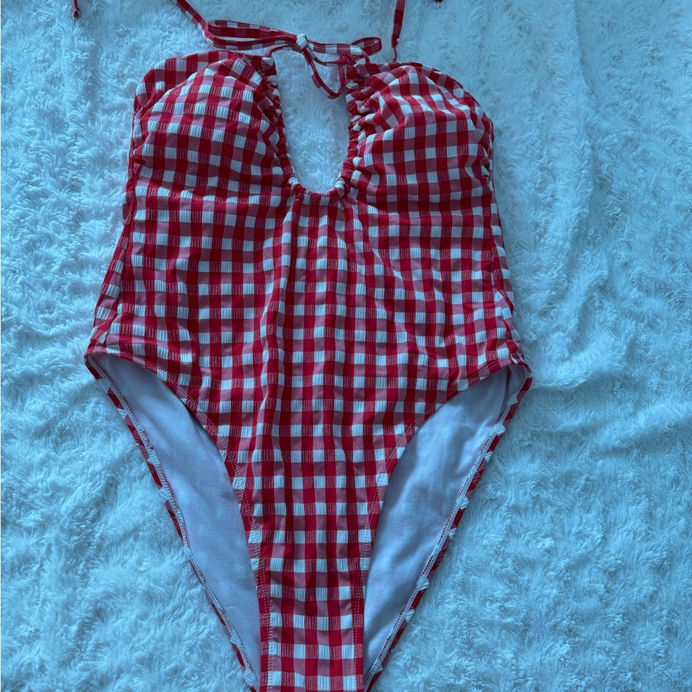 Wild Fable Red Gingham One Piece Swimsuit - Picture 3 of 4